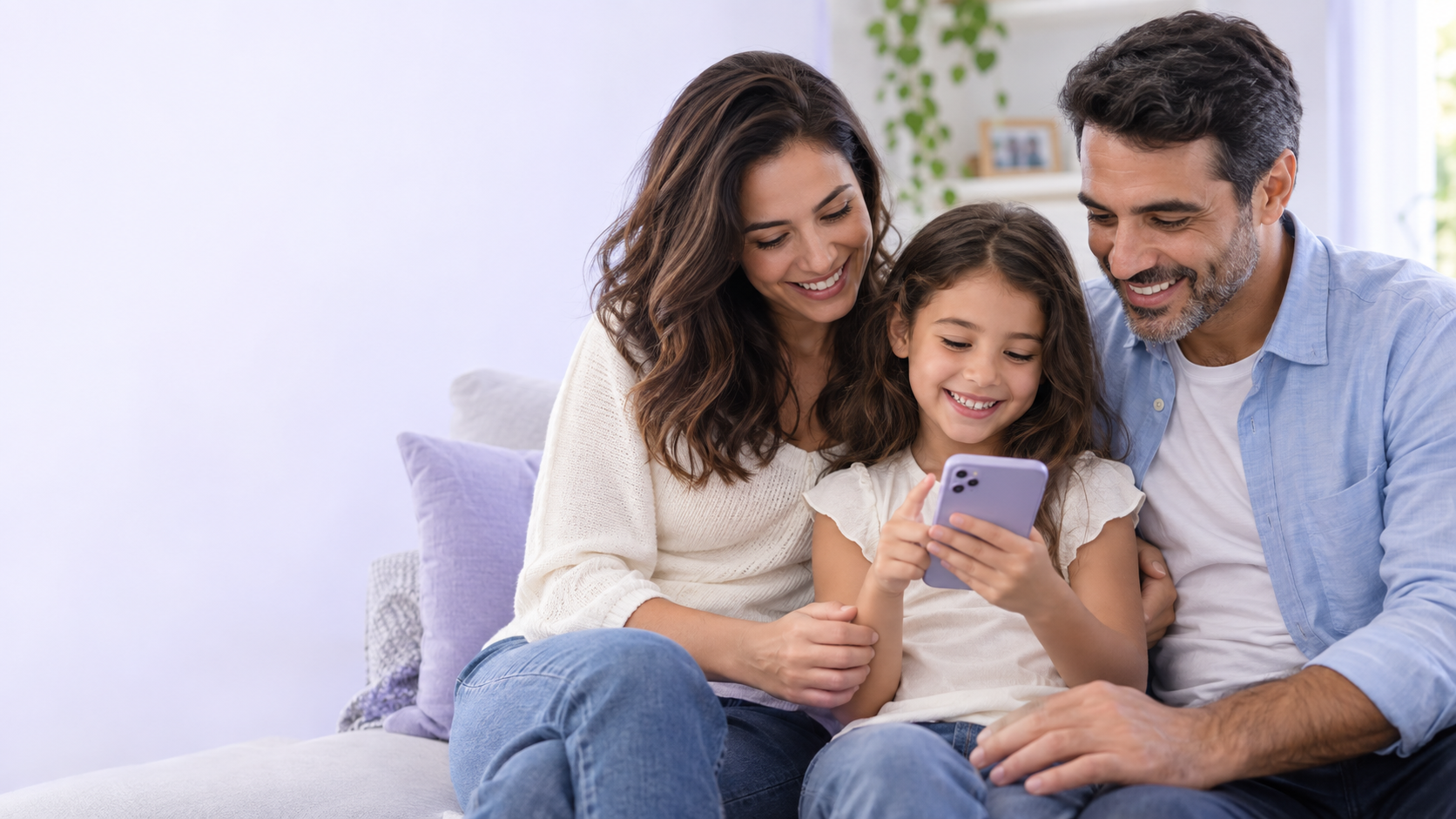 Família acompanhando informações escolares pelo celular